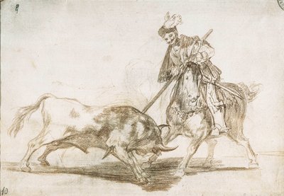Stierkampf: Der Cid durchbohrt einen weiteren Stier mit seiner Lanze 1815-16 (Vorzeichnung) von Francisco de Goya