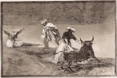 Stierkampf: Die Mauren spielen mit einem anderen Stier im Gehege von Francisco de Goya