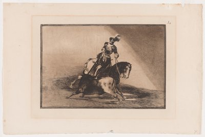 Tafel 10 aus La Tauromaquia: Karl V. spießt einen Stier in der Arena von Valladolid auf, 1816, gedruckt 1876 von Francisco Jose de Goya y Lucientes