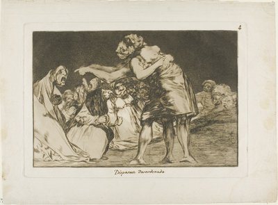 Die schlecht Verheiratete verpasst nie eine Gelegenheit, es zu sagen, Platte sieben aus Los Proverbios von Francisco Jose de Goya y Lucientes