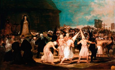 Soziale Themen der Akademie von San Fernando: Prozession der Geißler in einem Dorf von Francisco de Goya