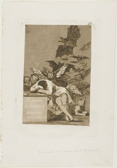 Der Schlaf der Vernunft gebiert Ungeheuer, Platte 43 aus Los Caprichos von Francisco Jose de Goya y Lucientes