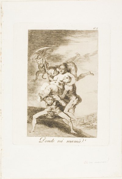 Wohin geht Mutter?, Platte 65 aus Los Caprichos von Francisco Jose de Goya y Lucientes