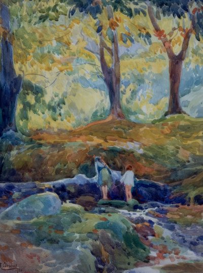 Wald-Aquarell. Künstler: Francisco Llorens Diaz. Lage: Privatsammlung, Madrid, Spanien von Francisco Llorens Diaz