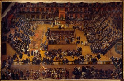 Prozess der Inquisition: Autodafé auf der Plaza Mayor von Madrid in Anwesenheit von Karl II. von Francisco Rizi