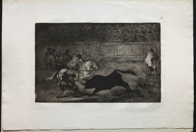 Stierkämpfe: Ein spanischer Ritter bricht kurze Speere mit Hilfe von Assistenten, 1876 von Francisco de Goya