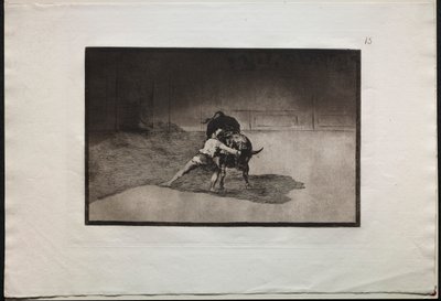 Stierkämpfe: Der berühmte Martincho platziert die Banderillas und spielt mit dem Stier durch die Bewegung seines Körpers von Francisco de Goya