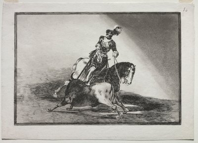 Karl V. spießt einen Stier in der Arena von Valladolid auf von Francisco de Goya