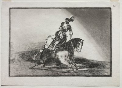 Karl V. spießt einen Stier in der Arena von Valladolid auf, 1815-1816 von Francisco de Goya