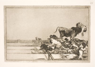 Schreckliche Ereignisse in den vorderen Reihen der Arena in Madrid und der Tod des Bürgermeisters von Torrejon von Francisco de Goya