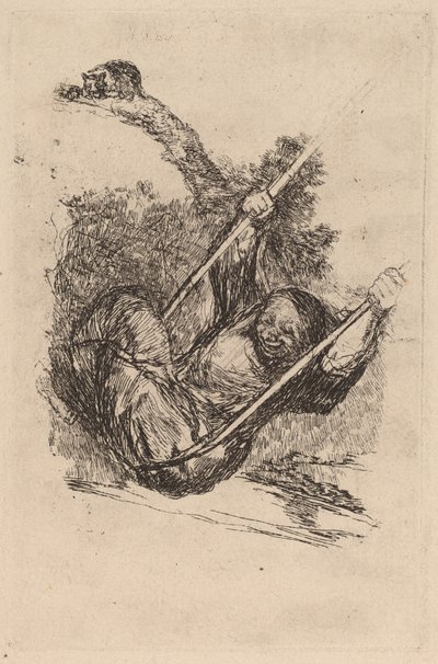 Alte Frau auf einer Schaukel von Francisco de Goya