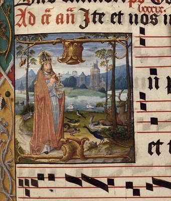 Gott umgeben von Vögeln und Tieren, Antiphon für Septuagesima (3. Sonntag vor der Fastenzeit), ca. 1490-1500 von Franco Flemish School
