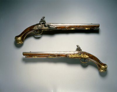 Paar Steinschlosspistolen, Lüttich, frühes 18. Jahrhundert von Franco Flemish School