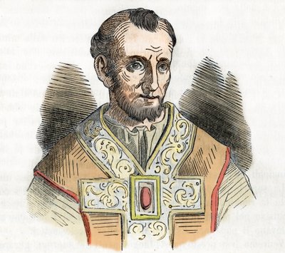 Mittelalter: Darstellung von Papst Nikolaus I. dem Großen (858-867) Zeichnung aus 