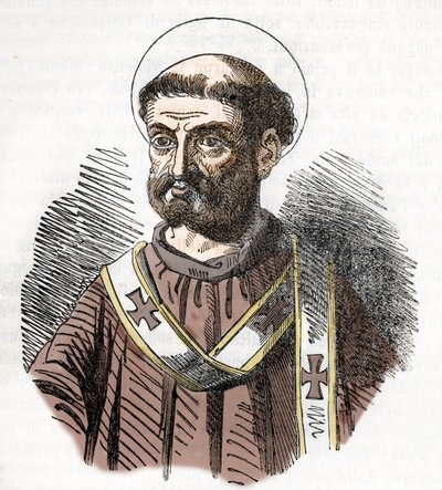 Porträt von Papst Liberius (352-366) Gravur aus „I misteri del vaticano“ von Franco Mistrali 1843 von Franco Mistrali