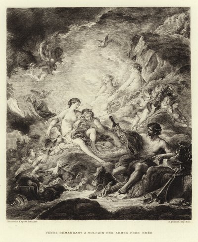 Venus fordert von Vulkan Waffen für Äneas (Gravur) von Francois (after) Boucher