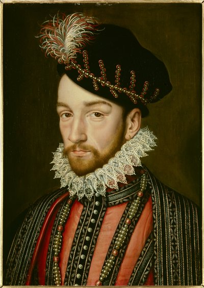 Porträt von Karl IX. (1550 - 1574) von Francois (after) Clouet