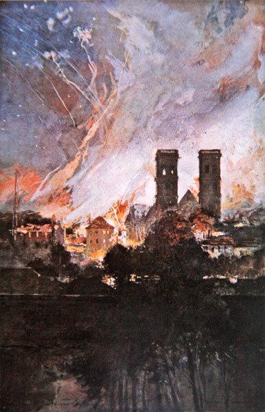 Schlacht von Verdun: Deutscher Bombenangriff auf Verdun mit Brandgranaten von Francois (after) Flameng
