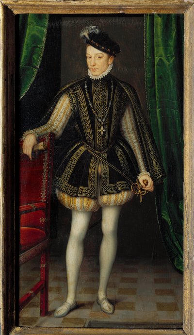Porträt von Karl IX. (1550 - 1574) von Francois (workshop of) Clouet