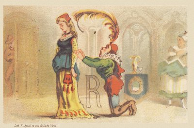 R (Buchstabe gezeigt von einer Dame und einem knienden Diener) von Francois Antoine Appel
