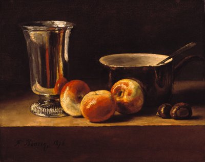 Stillleben mit Äpfeln und Silberkelch von François Bonvin