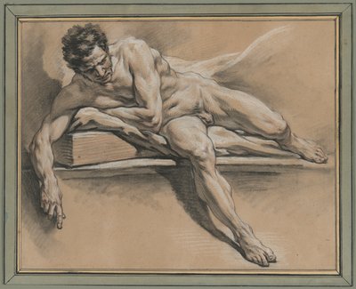 Akademische Studie eines liegenden männlichen Aktes von François Boucher