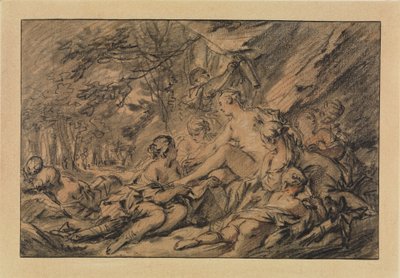 Diana mit ihren Nymphen im Wald rastend von François Boucher