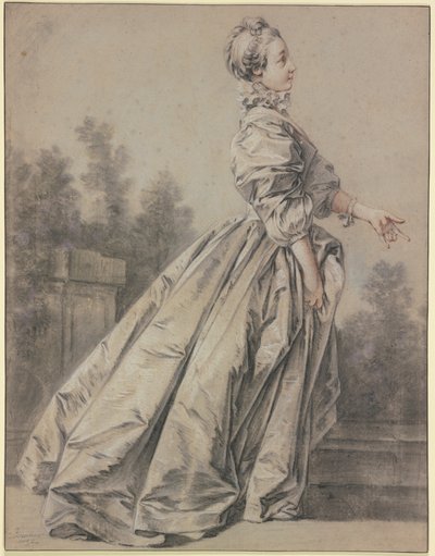 Frau im Profil, nach rechts gehend von François Boucher
