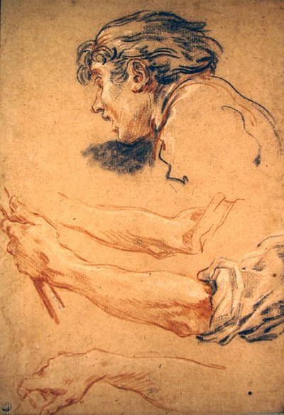 Kopf eines Hirtenjungen und Studien seiner Hand und seines Arms von François Boucher