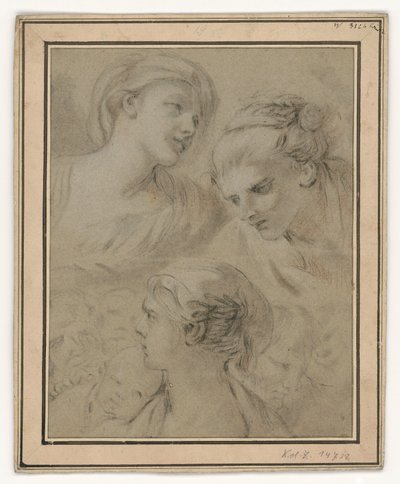 Kopfstudien, die exemplarisch verschiedene Emotionen darstellen von François Boucher
