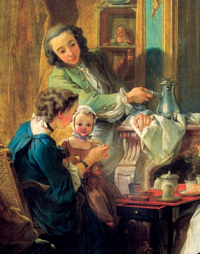 Mittagsszene in einem bürgerlichen Interieur, Detail 1739 von François Boucher