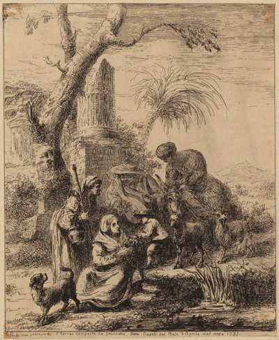 Sitzende Frau [Femme de Matsmey] neben Palme, Blatt der Folge "Diverses figures chinoises [...]" von François Boucher