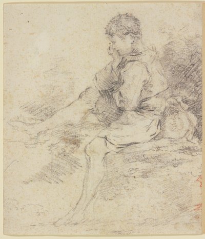 Sitzender Junge mit bloßen Beinen von François Boucher