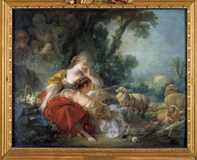 Die Schule der Freundschaft. Bukolische Szene: zwei Hirten und die Herde von François Boucher