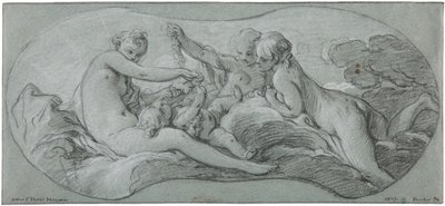 Die drei Grazien spielen mit Amor von François Boucher