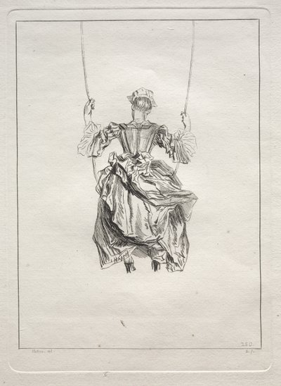 Frau auf einer Schaukel, von hinten gesehen von François Boucher
