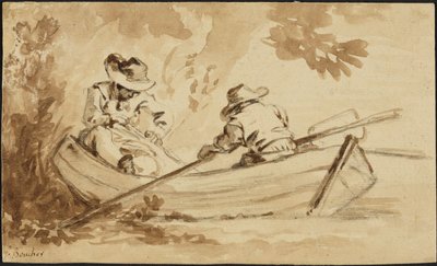 Zwei Männer im Ruderboot von François Boucher