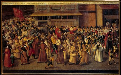 Religiöse Kriege zwischen Katholiken und Protestanten: Prozession der Liga am Ende der Kathedrale Notre Dame am 4. Februar 1593 von Francois Bunel