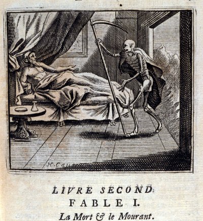 Tod und Sterben. Fabeln von Jean de La Fontaine (1621-95). Illustration von François Chauveau (1613-1676). Ausgabe von 1728 von Francois Chauveau