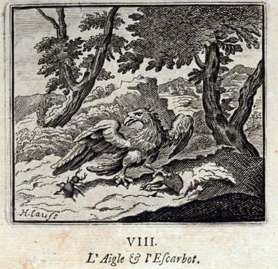 Adler und Schnecke. Fabeln von Jean de La Fontaine. Illustration von François Chauveau. Ausgabe von 1728. von Francois Chauveau