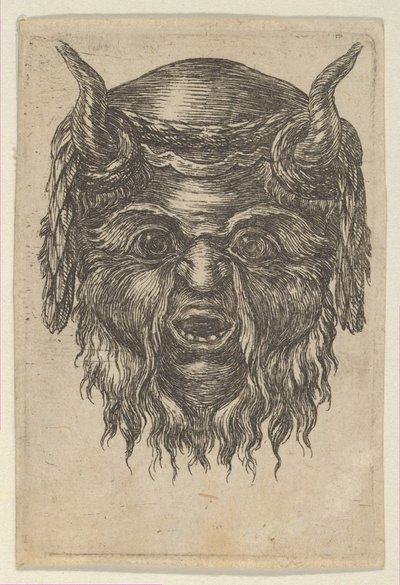Satyrmaske mit einem Lorbeerkranz über den Hörnern drapiert, aus Divers Masques, ca. 1635-45 von Francois Chauveau