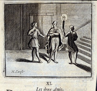 Die zwei Freunde. Fabeln von Jean de La Fontaine. Illustration von François Chauveau. Ausgabe von 1728. von Francois Chauveau