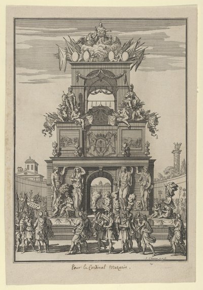 Triumphbogen zu Ehren von Kardinal Mazarin nach dem Pyrenäenfrieden, ca. 1664-65 von Francois Chauveau