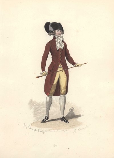 Mann mit großem schwarzem Zweispitzhut, Ära von Marie Antoinette von Francois Claudius Compte Calix