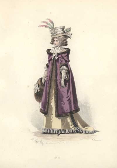Frau im pelzgefütterten Kapuzenmantel, Zeit von Marie Antoinette von Francois Claudius Compte Calix