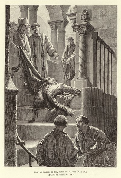 Tod von Karl dem Guten, Graf von Flandern, Brügge von Francois Edouard (after) Zier