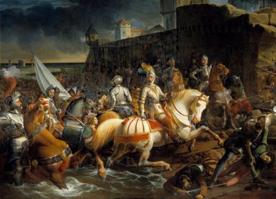 Eroberung von Calais durch François I. von Guise, Herzog von Aumale (1519-1563), am 9. Januar von Francois Edouard Picot