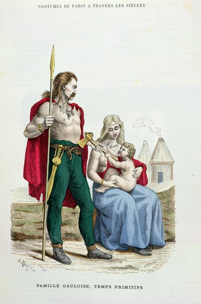 Eine gallische Familie in der Antike, Illustration aus 