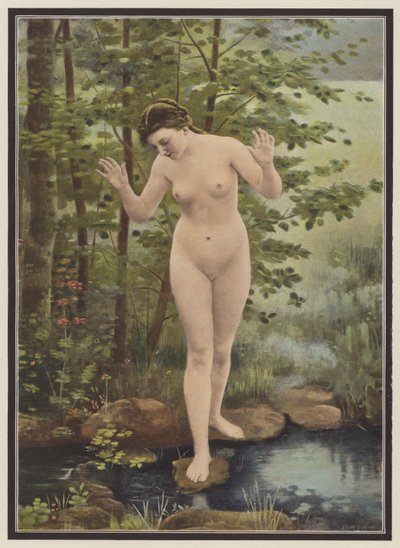Offenbarung, eine Frau und ihr Spiegelbild im Wasser von Francois Eugene Brillaud