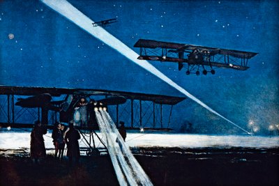 Rückkehr vom Nachtflug, simulierte Bombardierung von Francois Flameng